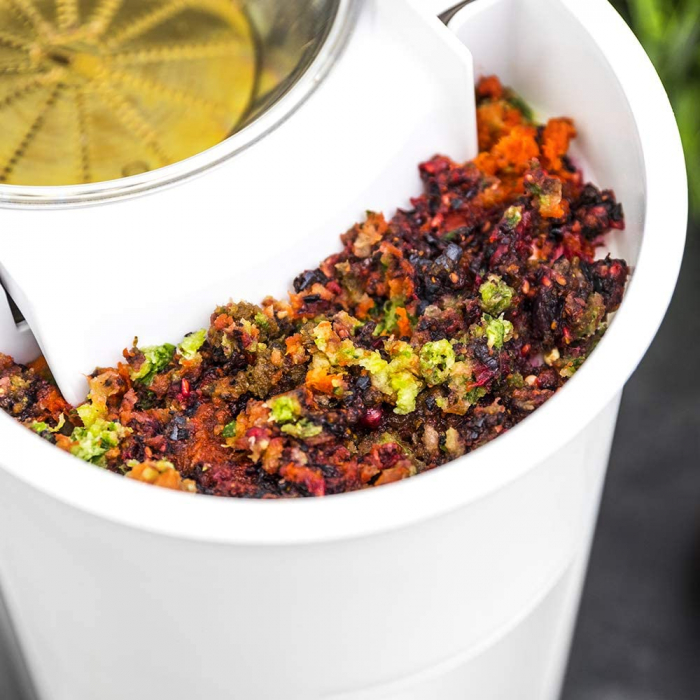 Storcator de fructe si legume Cecotec StrongTitanium 19000 XXL, 1300 W, 19000 RPM, 2 Viteze, Sistem anti-picurare, Recipient pulpa 2 l, Inox/Alb [4]