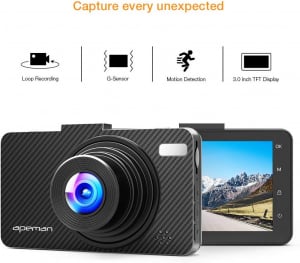 Camera auto DVR Apeman C450, Full HD, Unghi 170 grade, G-Sensor, Mod parcare, Filmare in bucla [1]