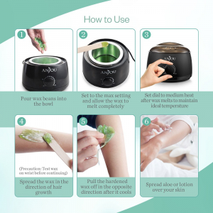 Kit Epilare Anjou AJ-PCA010 Incalzitor ceara profesional, 400g ceara, 4 arome, set spatule din lemn [6]