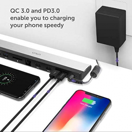 Adaptor 10 porturi Docking Station VAVA VA-DK002, Ethernet, SD Card, USB, QC, PD, pentru MacBook Pro si USBC [5]