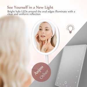 Oglinda cosmetica Anjou iluminata LED, control Touch, Marire 5X acumulator reincarcabil [5]