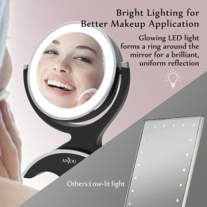 Oglinda cosmetica Anjou iluminata LED, 2 fete, Marire 7X [5]