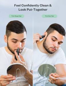 Trimmer pentru nas/urechi Anjou AJ-FS005, Cap detasabil si lavabil, Lumina LED, Baterii, Negru [2]