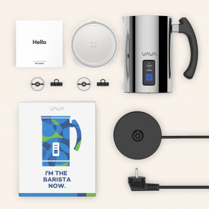 Aparat pentru spumarea laptelui din inox VAVA  recipient cu perete dublu, interior antiaderent [6]