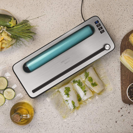 Aparat de vidat si sigilat alimente SealVac 120 SteelCut, putere 120 W, latime 31 cm,Taiere folie, vidare umeda/uscata, vidare caserole, rola pungi inclusa [5]