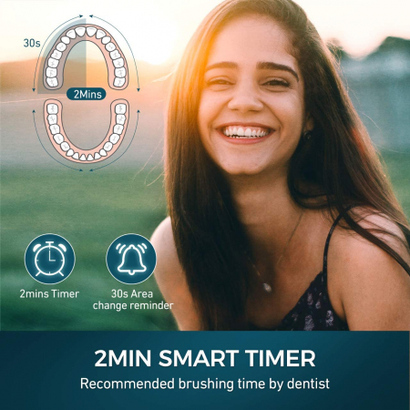 Periuta de dinti electrica ATMOKO AMHP126 cu 8 capete DuPont, 3D, 5 moduri, temporizator 2 min, 40000 pulsatii/min [3]