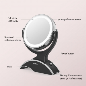 Oglinda cosmetica Anjou iluminata LED, 2 fete, Marire 7X [8]