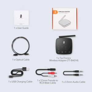 Adaptor Bluetooth Transmitator si Receptor Audio TaoTronics TT-BA014, Bluetooth 5.0, Cablu Optic & Jack 3.5mm, conectare 2 casti, aptX HD, 50m [8]
