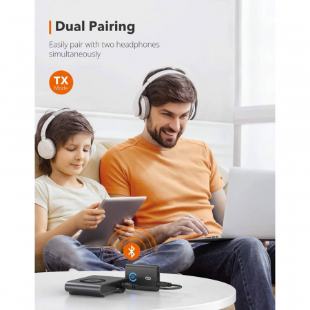 Adaptor Bluetooth Transmitator si Receptor Audio 2 in 1 TaoTronics TT-BA015, Bluetooth 5.0, conectare 2 casti simultan [5]