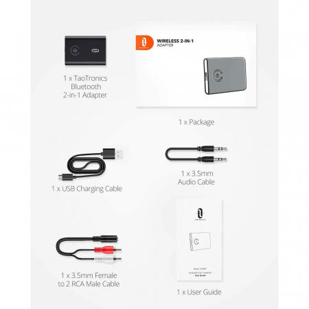 Adaptor Bluetooth Transmitator si Receptor Audio 2 in 1 TaoTronics TT-BA015, Bluetooth 5.0, conectare 2 casti simultan [7]
