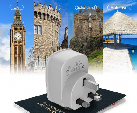 Adaptor Europe to UK Tessan TS-611, EU - UK, 2xUSB - 2,4A, 10A [2]