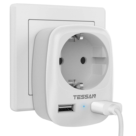 Produse Noi - Adaptor Tessan TS-611-DE, 2xUSB - 2,4A, 13A