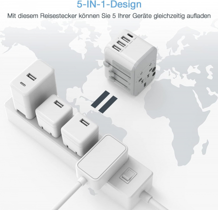 Adaptor International Tessan 633FC, 4xUSB - 3.4A, 10A, USB-C [7]