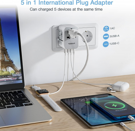 Adaptor International Tessan 633FC, 4xUSB - 3.4A, 10A, USB-C [3]