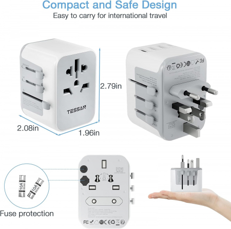 Adaptor International Tessan 633FC, 4xUSB - 3.4A, 10A, USB-C [4]