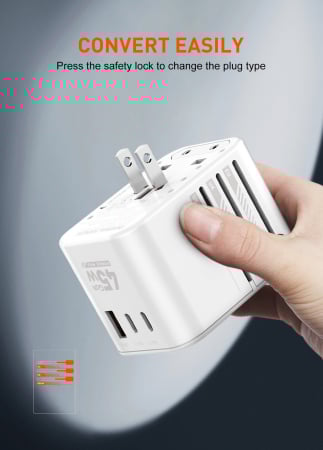 Adaptor priza international GaN LDNIO Z8, 1XUSB, 2XUSB-C, Incarcare rapida, 45W [8]