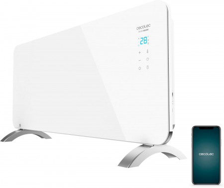 Radiatoare, seminee, aeroterme - Convector Electric panou de sticla Cecotec Ready Warm 6750 Crystal Smart, Wifi, 2000 W, 20 m2, control aplicatie