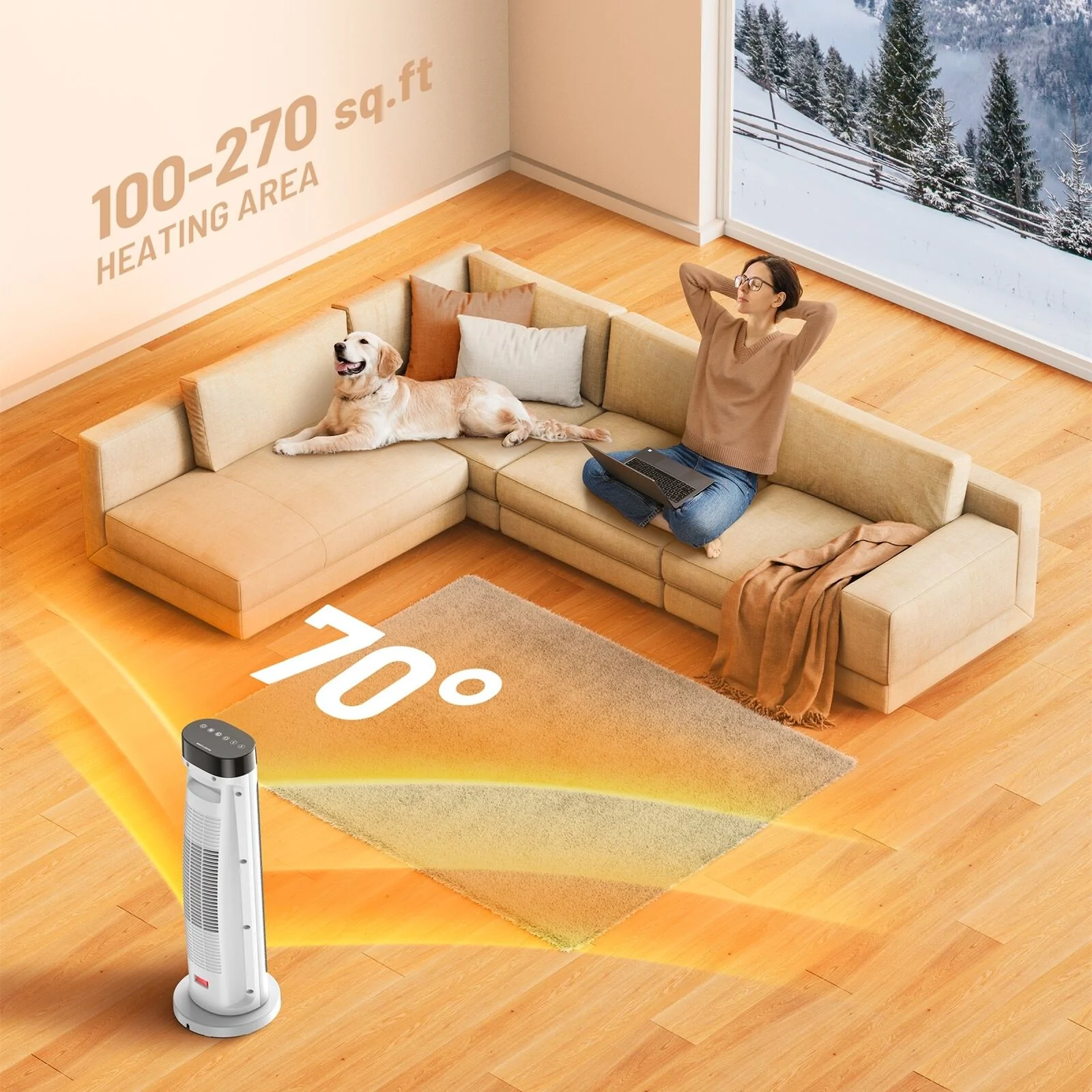 Aeroterma Ceramica TaoTronics TT-HE018, 2000W, 3 niveluri, Telecomanda, Control Touch - Resigilat [7]