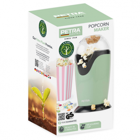 Aparat popcorn cu aer cald Petra, 1200 W, design retro, verde antiq [7]