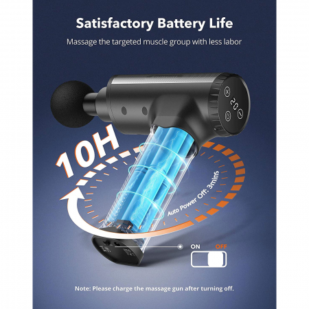 Aparat de masaj Gun TaoTronics TT-PCA004, 6 capete interschimbabile, 20 trepte de viteza - Albastru [3]