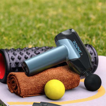 Aparat de masaj Profesional Gun Renpho Reach 2, Incalzire si racire, 6 capete, 5 viteze, Control touch temperatura, brat de extensie, geanta [8]