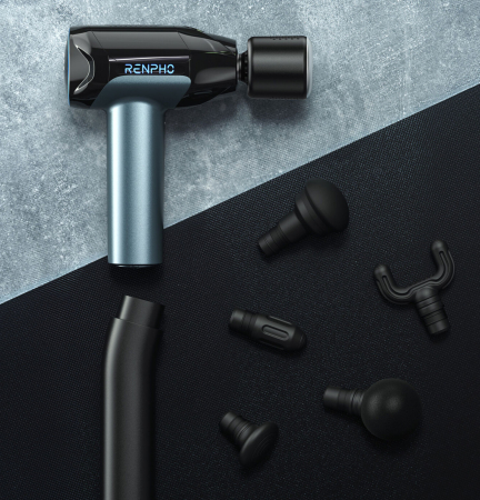 Aparat de masaj Profesional Gun Renpho Reach 2, Incalzire si racire, 6 capete, 5 viteze, Control touch temperatura, brat de extensie, geanta [3]