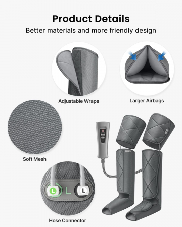 Aparat de masaj picioare Renpho ALM070H, 6 moduri, 3 intensitati, Incalzire, circulatie si ameliorarea durerii, compresie aer, relaxarea musculara - Resigilat [9]