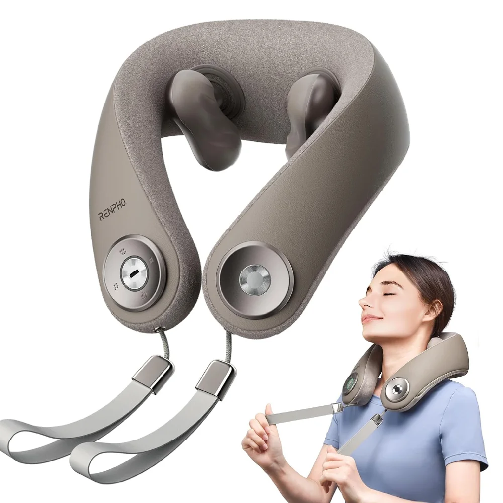 Beauty - Aparat de masaj cervical RENPHO R-L001, masaj Shiatsu  6D, incalzire, Bluetooth, wireless, acumulator reincarcabil, relaxare gat si umeri