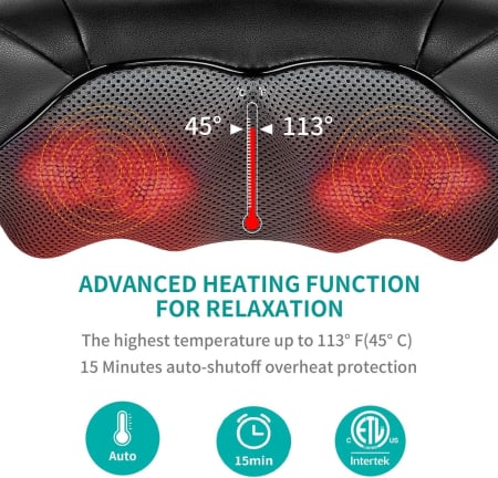 Aparat de masaj umeri, Nekteck A01-NK01, pentru spate, umeri, gat, masaj Shiatsu, incalzire [3]