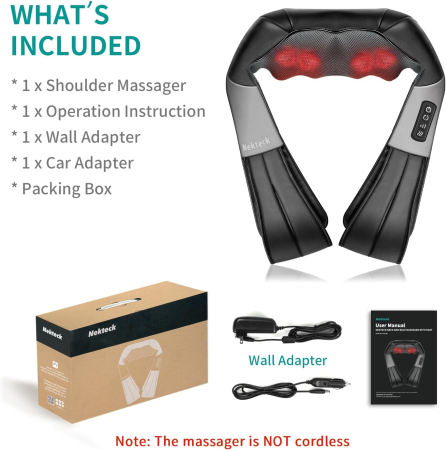 Aparat de masaj umeri, Nekteck A01-NK01, pentru spate, umeri, gat, masaj Shiatsu, incalzire [5]