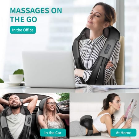 Aparat de masaj umeri, Nekteck A01-NK01, pentru spate, umeri, gat, masaj Shiatsu, incalzire [7]