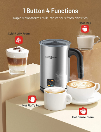 Aparat pentru spumarea laptelui din inox Paris Rhone PE-MF009, 300ml, 4 in 1,  interior antiaderent [2]