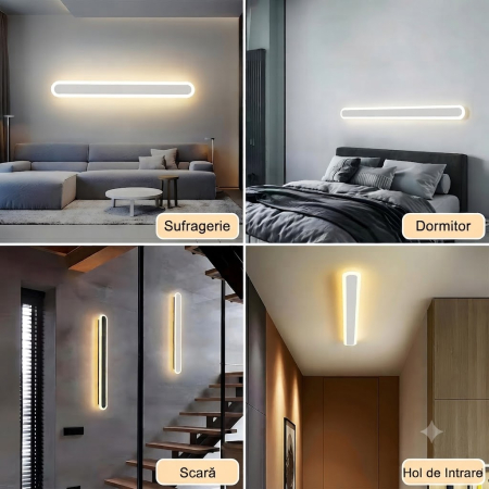 Aplica de perete LED Rovo 1356-60, 60CM, 24W, 3 setari de lumina, 3000K/4000K/6000K, Alb [3]