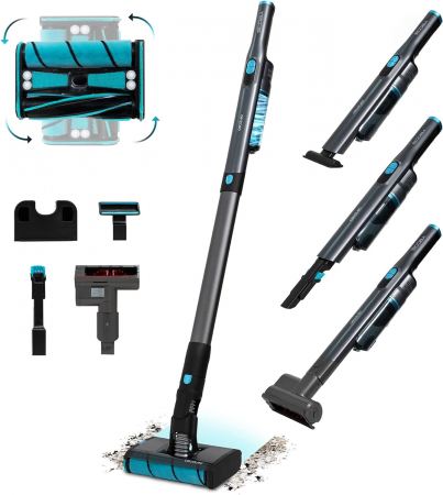 Aspiratoare - Matura electrica aspirator de mana 2 in1 Cecotec 2100 Twice Max, perie dubla, 20 kPa, 210 W, 45 minute, accesorii incluse