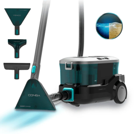 Aspirator Robot - Aspirator cu Spalare Conga CarpetClean 10000 EasyHome, 800 W, 16 kPa, Curatare cu apa, Canapea, Mocheta, Geamuri, Auto