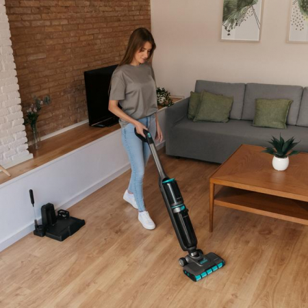 Aspirator vertical cu functie mop Cecotec FreeGo Wash&Vacuum Spray, 250W, Autonomie 30minute, 2 rezervoare, Baza cu autocuratare [2]
