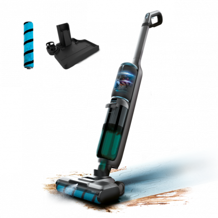 Aspiratoare - Aspirator vertical cu functie mop Cecotec FreeGo WashVacuum Spray, 250W, Autonomie 30minute, 2 rezervoare, Baza cu autocuratare