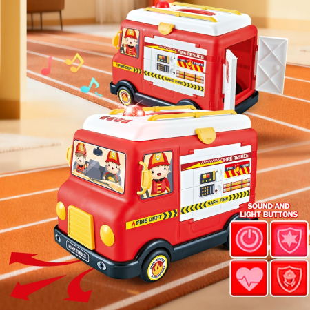 Set Masina de Pompieri Rovo H355A, Stingator cu aburi, Sunete, Becuri, Masina electrica,  accesorii incluse [4]