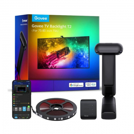 Casa si Gospodarie - Banda LED Govee H605C Envisual TV Backlight T2 RGBIC, Wi-Fi+Bluetooth, Dual Camera, 75-85 inch, 60 LEDs m