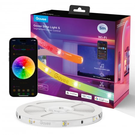 Casa si Gospodarie - Banda LED Govee H612A RGBICW, 5m, Sincronizare Muzica, Wifi, Bluetooth, Matter, Alexa , Google Asistant