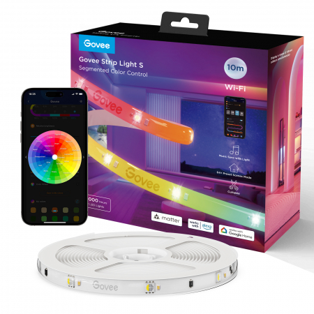 Casa si Gospodarie - Banda LED Govee H612C RGBICW, 10m, Sincronizare Muzica, Wifi, Bluetooth, Matter, Alexa , Google Asistant