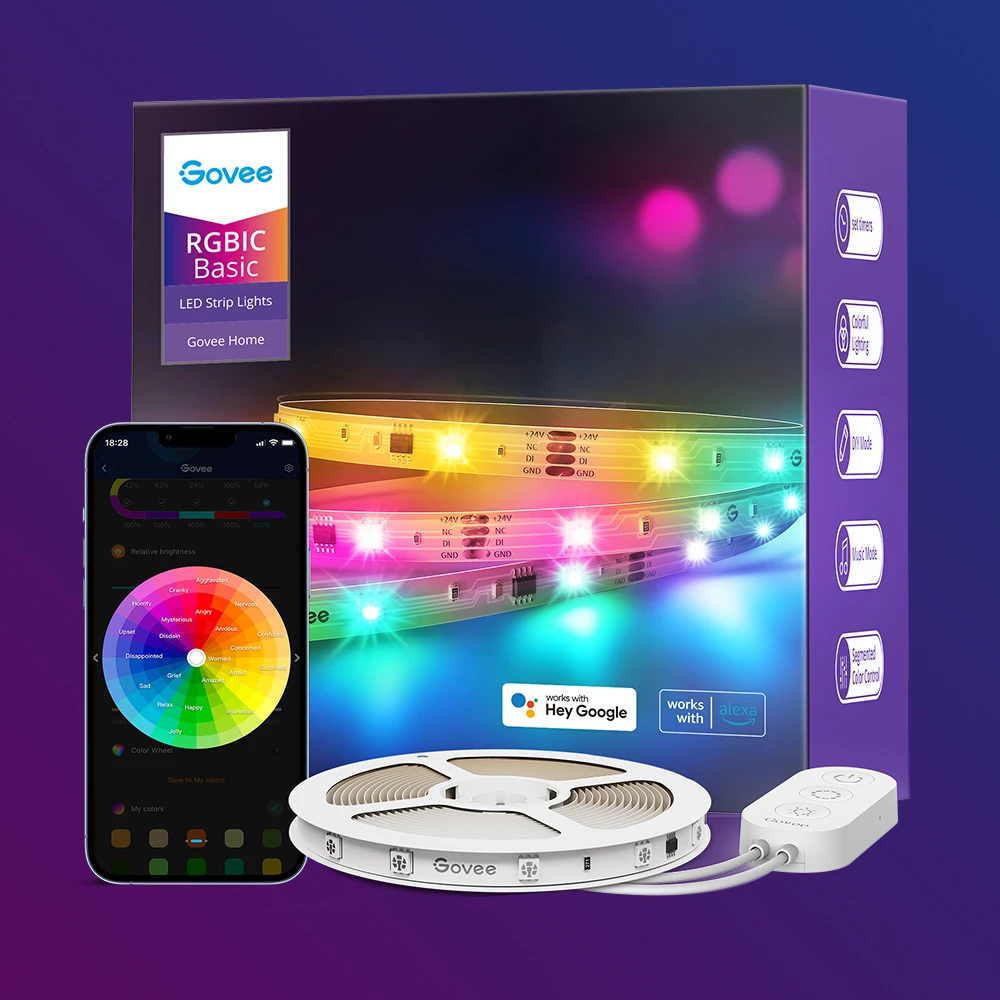 Banda LED Govee Basic H618C RGBIC, 10m, Sincronizare Muzica, Wifi si Bluetooth, Alexa , Google Asistant [0]