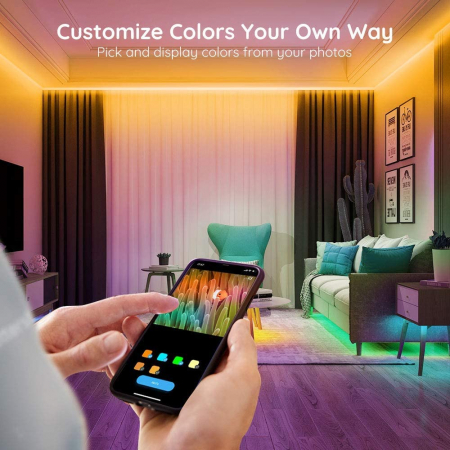 Banda LED Govee H6141 RGB, Sincronizare Muzica, Wifi si Bluetooth, 5m, Telecomanda, Alexa , Google Asistant [6]