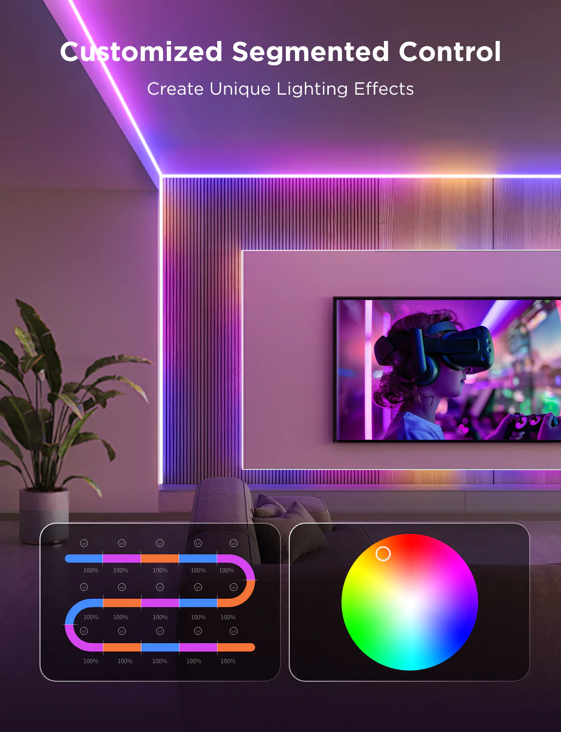 Banda LED Govee COB H61E5 Pro, 3M, RGBIC+W, 1260 LEDs/m,  Alexa, Google Asistant, Matter, Bluetooth, Wi-Fi [3]