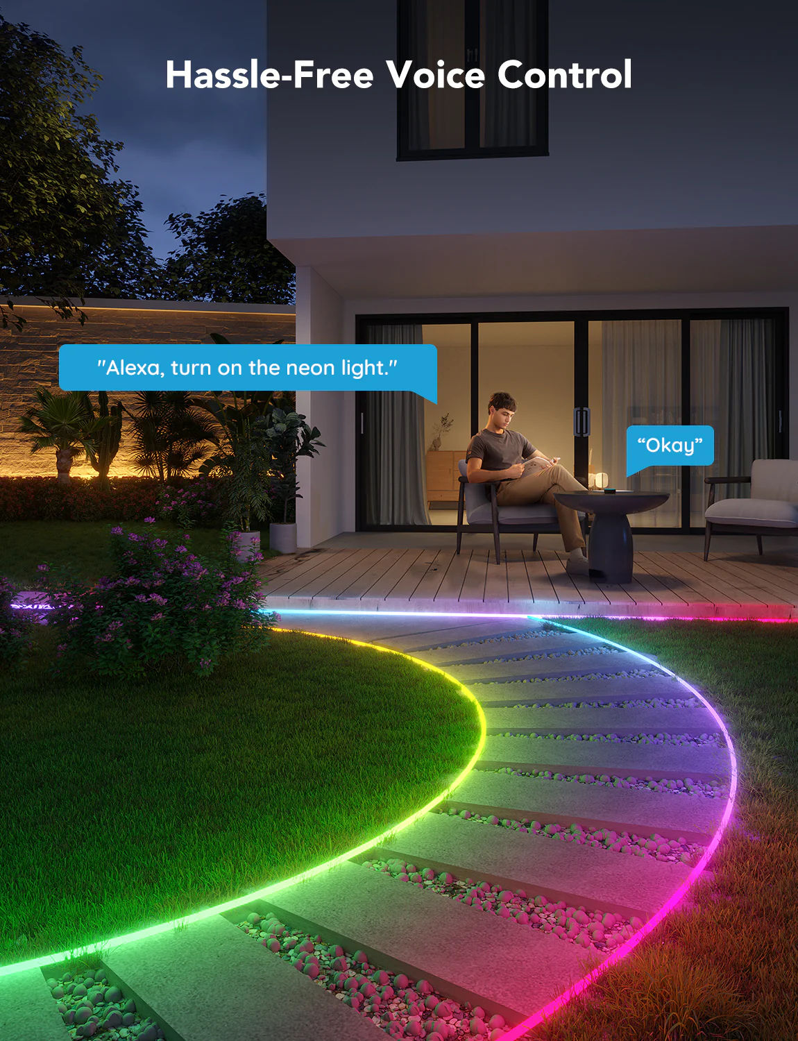 Banda LED Profesionala Govee Neon Rope H61A8 Exterior, IP67, RGBIC, Inteligenta, 10M, 1130lm, 72W, Sincronizare Muzica, Wifi, Bluetooth, Alexa, Google Asistant [9]