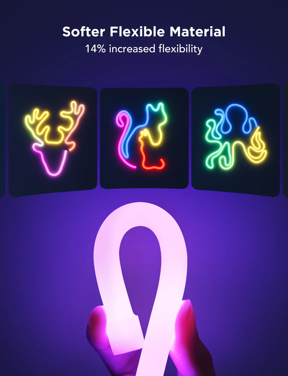 Banda LED Govee Neon Rope 2 H61D4-W RGBIC-alb, Inteligenta, 4m, Sincronizare Muzica, Matter, Wifi, Alexa, Google Asistant [5]