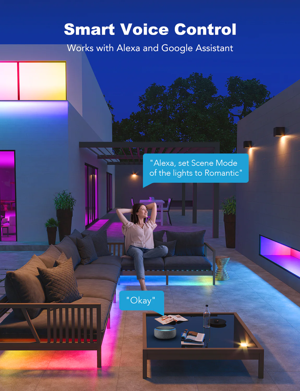 Banda LED Profesionala Govee H6172 RGBIC, 10m, IP65, Sincronizare Muzica, Wi-Fi & Bluetooth, Exterior, Google Assistant & Alexa [15]