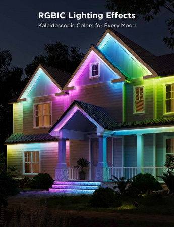 Banda LED Profesionala Govee Phantasy H70A1, RGBICWW, IP65, Sincronizare Muzica, Wifi, 10m, Exterior [2]