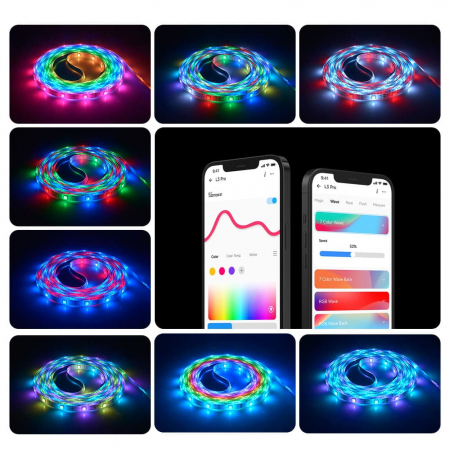 Banda LED Sonoff Wifi RGBIC L3-Pro, 5m, Smart, Bluetooth, Sincronizare Muzica, 30 LED/m, Alimentare USB [10]