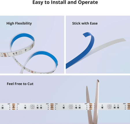 Banda LED Sonoff Wifi RGB L3-5M, 5m, Smart, IP20, Sincronizare Muzica, 90 LED/m, Alimentare USB [8]